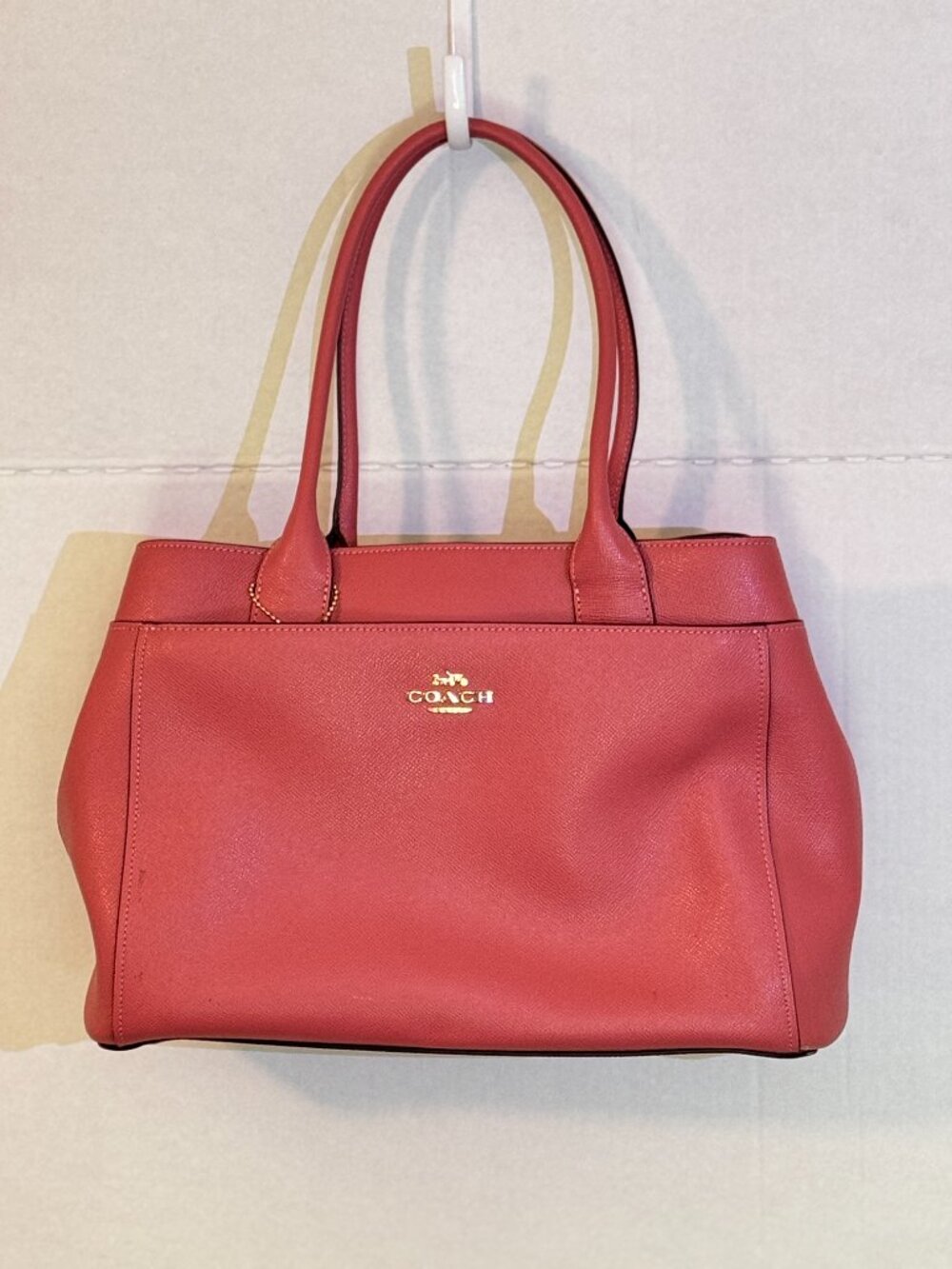 Coach Casey Tote Crossgrain Leather Gold Hardware Mauve Old Rose Pre-owned - Picture 2 of 13